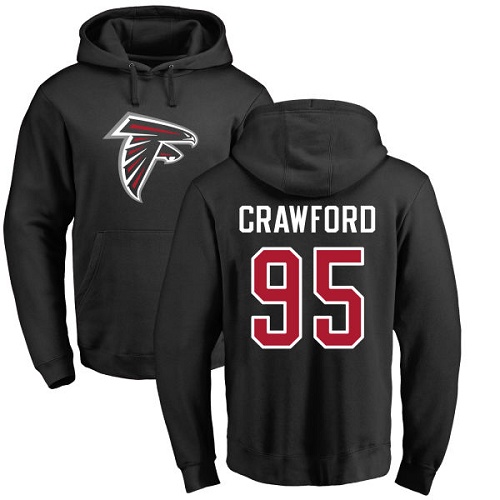 Atlanta Falcons Men Black Jack Crawford Name And Number Logo NFL Football #95 Pullover Hoodie Sweatshirts